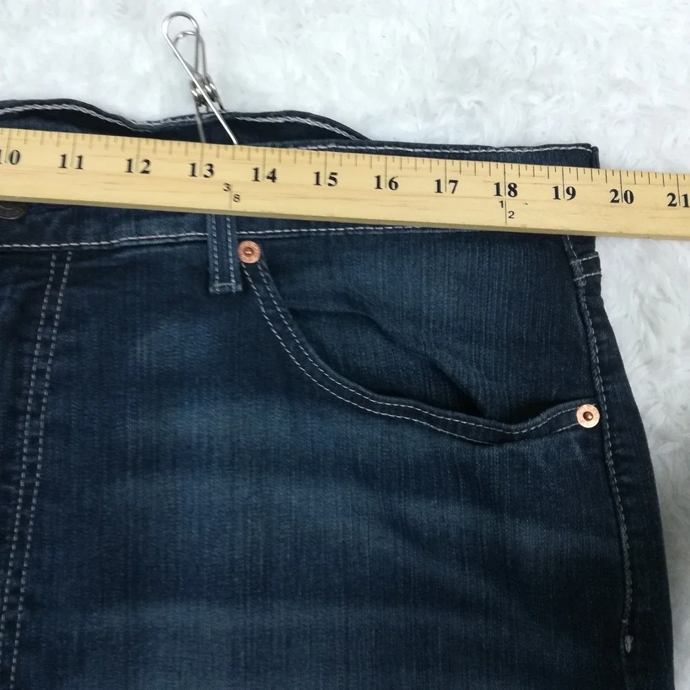 Levi's Mens Jeans 505 Regular Straight Leg Blue Denim Dark Wash Whiskering 40x32
